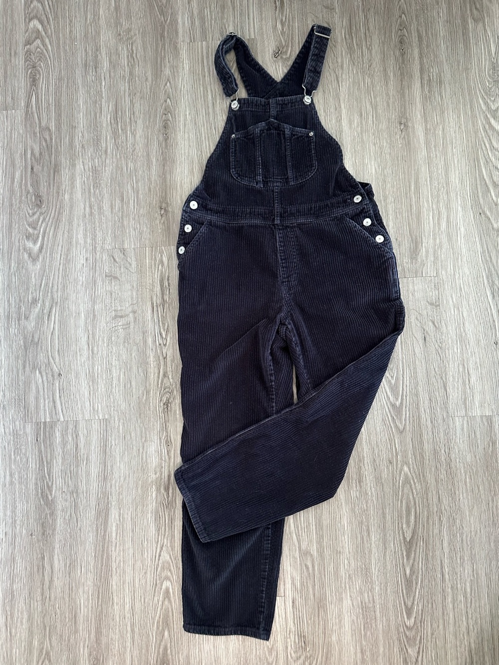 Old Navy Women’s Straight Slouchy Navy Corduroy Overalls 100% Cotton Size 8